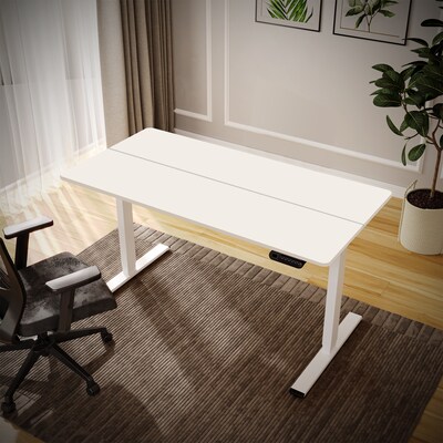 FlexiSpot ET2 55"W Electric Rectangular Adjustable Standing Desk, White