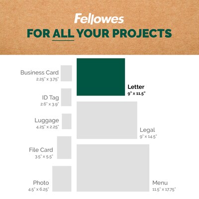 Fellowes Recycled Content Thermal Laminating Pouch, Letter Size, 50/Pack (100145862)