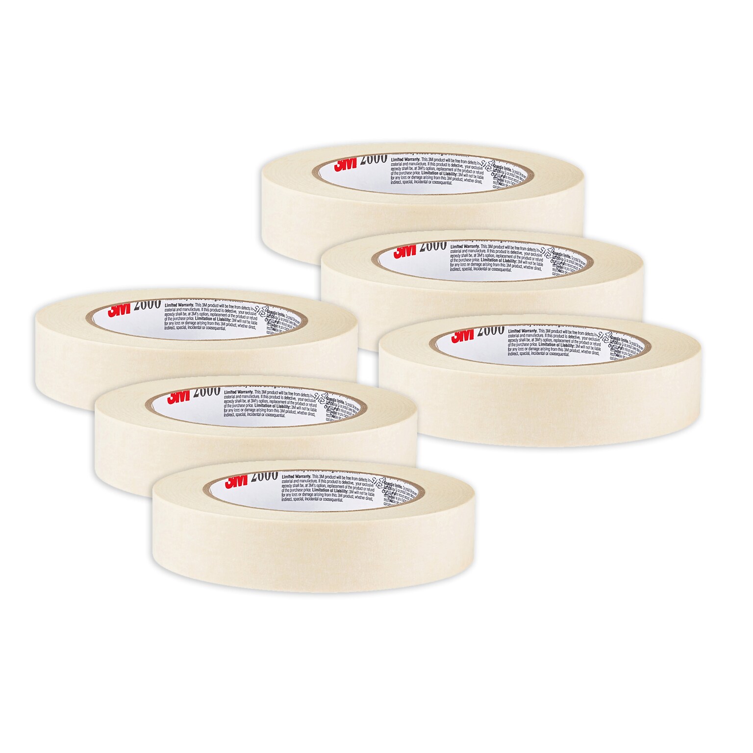 3M Masking Tape, 1 x 60 yds., Cream, 6 Rolls/Pack (MMM260024A-6)