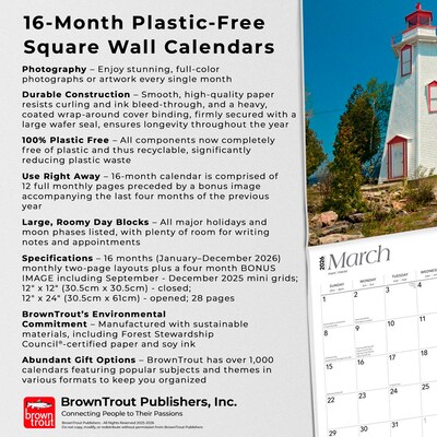 2026 BrownTrout Great Lakes Lighthouses 12" x 12" Monthly Wall Calendar (9798330704361)