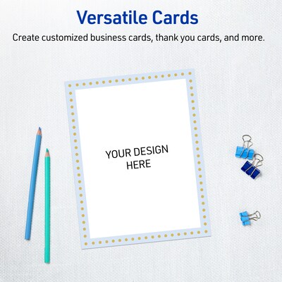 Avery Gold Dots with Blue Border Matte Blank Card, White, 20/Pack (S00-DMN)