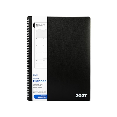 2027 Quill Brand® 8 x 11 14-Month Monthly Planner, Black (63001-27-QCC)