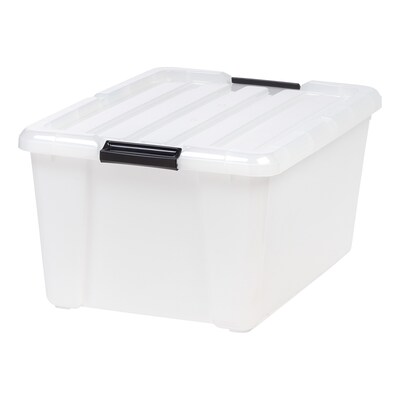 Iris Latching Plastic Hinged Closure Storage Bin, Clear, 4/Pack (585098)