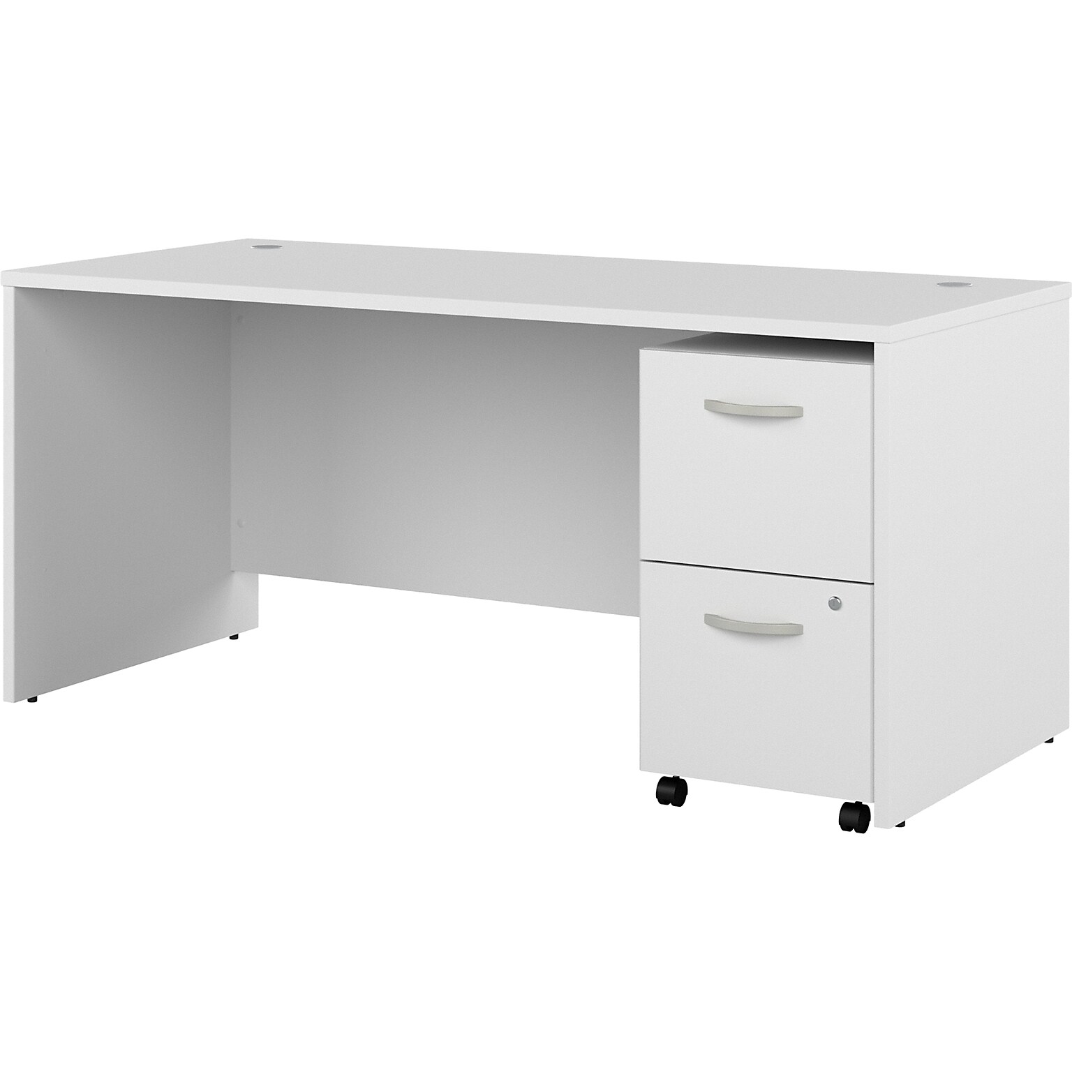 Bush Business Furniture Studio C 66W Office Desk with Mobile File Cabinet, White (STC071WHSU)