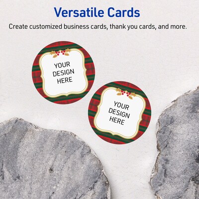 Avery Gold-Red-Green Plaid Matte Blank Card, White, 120/Pack (S00-FEP)