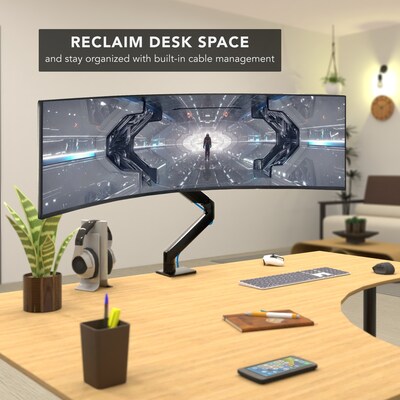 Mount-It! Adjustable Single Monitor Desk Mount with Gas Spring Arm, Up to 57" Monitor, Black (MI-4891)