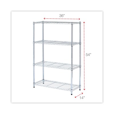 Alera® 4-Shelf Metal Shelving Unit, 36 Width, Silver (ALESW843614SR)