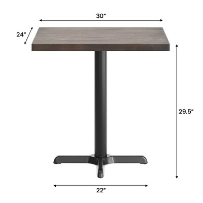 Flash Furniture Bennett Wooden Commercial Indoor Table, 30" x 24", Dark Brown Top/Black Base (GSF2430DBT2222)