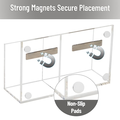 Mind Reader 2-Compartment Dry Erase Marker and Eraser Holder, Clear (WBORG-CLR )