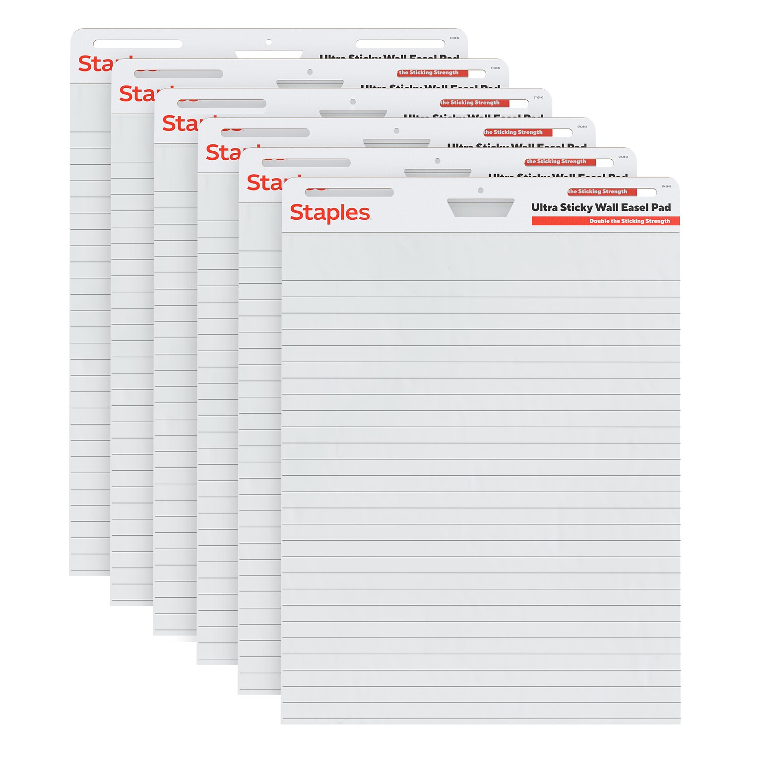 Staples Ultra Sticky Wall Easel Pad, 25 x 30, Lined, 30 Sheets/Pad, 6 Pads/Pack (ST62842)