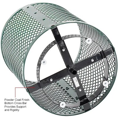 Global Industrial Outdoor Diamond Steel Trash Can w/ Rain Bonnet Lid & Base, 36 Gallon, Green (261926GND)
