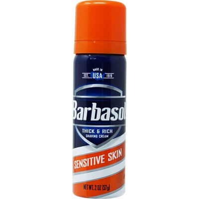 Barbasol Sensitive Skin Shaving Cream, 2 oz Trial Size Bottle, 12 Bottles/Dispensit Box, 12 Dispensit Boxes/Carton