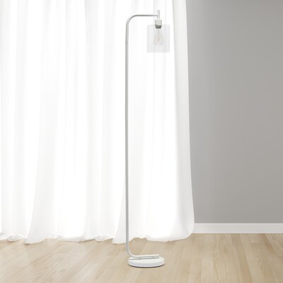 Simple Designs Modern Iron Lantern Floor Lamp with Glass Shade, White (LF2009-WHT)