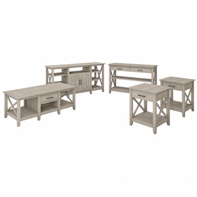 Bush Furniture Key West TV Stand Bundle, Washed Gray, Screens up to 70 (KWS026WG)
