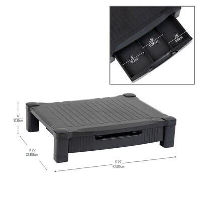 Mind Reader Monitor Stand Riser with Drawer Storage, Black (DRPLMONST-BLK)