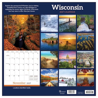 2027 TF Publishing Wisconsin 12" x 12" Monthly Wall Calendar, Multicolored (27-1041)