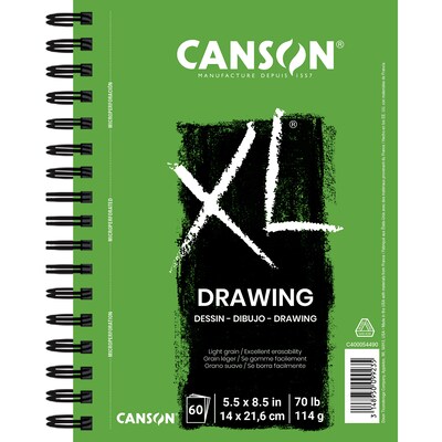 Canson XL Series 5.5 x 8.5 Wire Bound Drawing Sketch Pad, 60 Sheets/Pad, 3/Bundle (MCXC40005449006