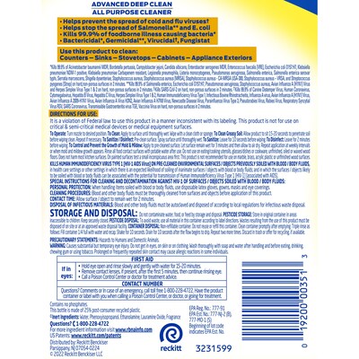 Lysol Advanced Deep Clean Disinfecting All Purpose Cleaner, Lemon Breeze Scent, 32 oz. (1920000351)