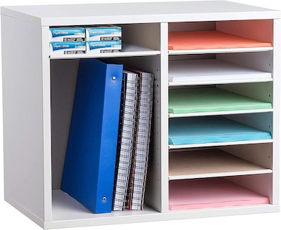 AdirOffice 500 Series 12-Compartment Literature Organizers, 20 x 11.8, White (500-12-WHI-2PK)