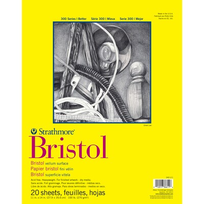 Strathmore 300 Series 11 x 14 Tape Bound Bristol Sketch Pad, 20 Sheets/Pad, 3/Bundle (STTP34211103