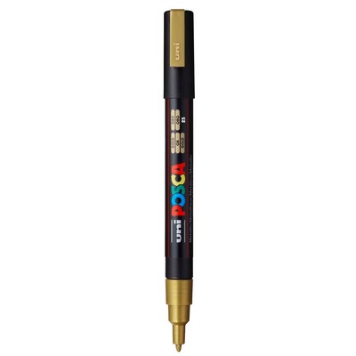 POSCA PC-3M Water Based Paint Marker, Fine Bullet Tip, Gold, 3/PK (UBCPC3MGOLD-3)