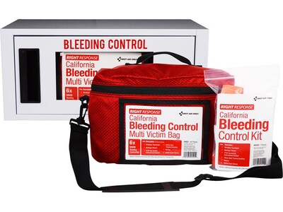 First Aid Only Right Response Bleeding Control Cabinet with Multiple Victim Bag, California AB2260,