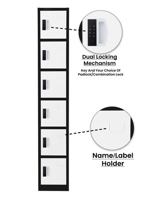 AdirOffice 72"H 6-Tier Black/White Storage Locker (ADI629-206-B-W-DL)