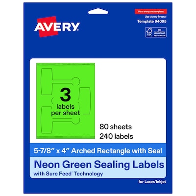 Avery Laser/Inkjet Multipurpose Labels, 5-7/8 x 4, Neon Green, 240 Labels/Box (19479370807)