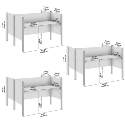 Bush Business Furniture Pro-Biz 42.8"H x 187.56"W 6 Person Back to Back Cubicle Panel Workstation, White (100873CG-17)