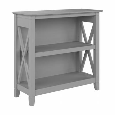 Bush Furniture Key West 30"H 2-Shelf Bookcase with Adjustable Shelf, Cape Cod Gray (KWB124CG-03)