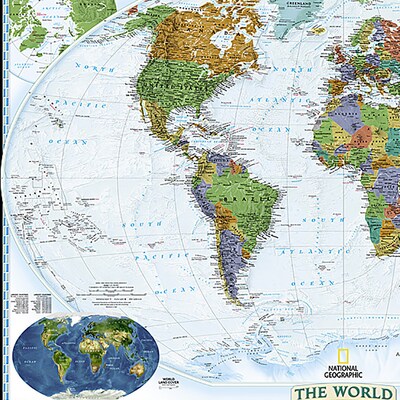 National Geographic World Decorator Map, Enlarged and Laminated, 73" x 48" (NGMRE00622080)