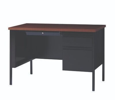 Alera 45W Single Pedestal Desk, Mocha/Black (ALEHSD4524BM)