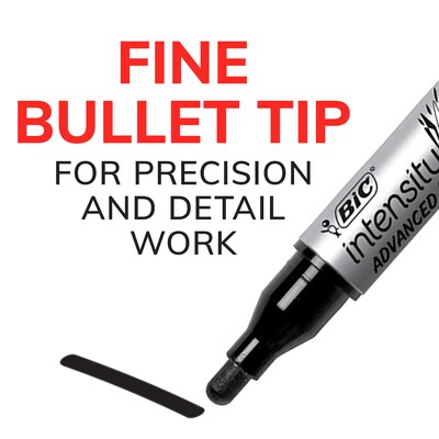 BIC Intensity Advanced Dry Erase Markers, Fine Bullet Tip, Assorted, 12/Pack (GELIPP121-AST)