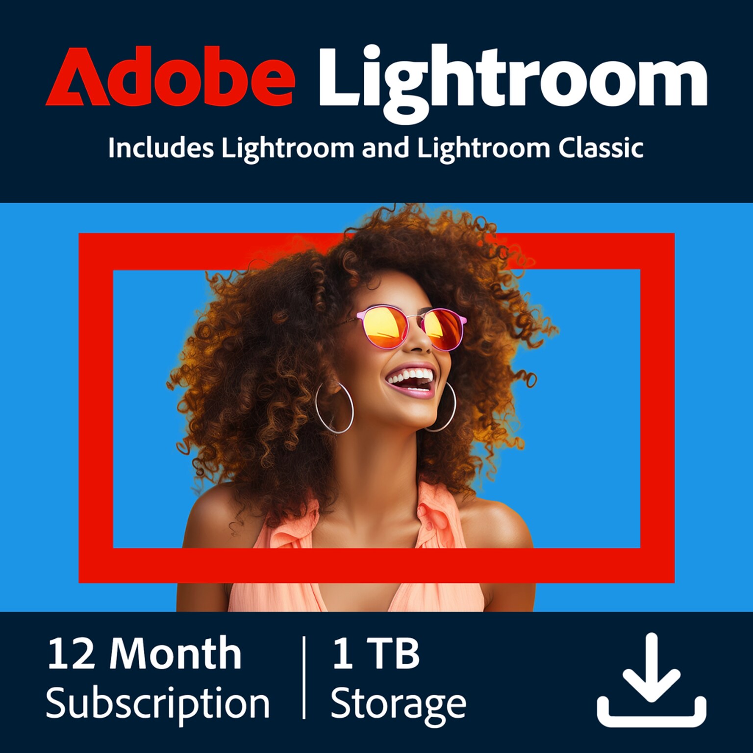 Adobe Lightroom 1TB, AI-Assisted Photo Editor, 1 Year Subscription for 1 User, Windows/Mac, Download