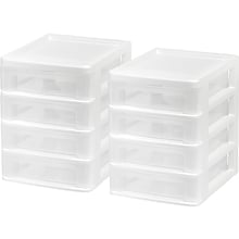 Iris 4-Drawer Mini Desktop Unit, White/Clear, 2/Pack (586016)