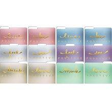 Better Office Gold Foil Positive Thoughts Heavyweight File Folders, 1/3-Cut Tab, Letter Size, Assort