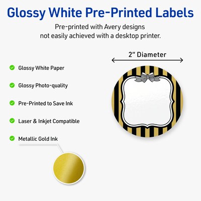 Avery Round Laser/Inkjet Multipurpose Labels, 2, White, 120/Pack (19479370951)