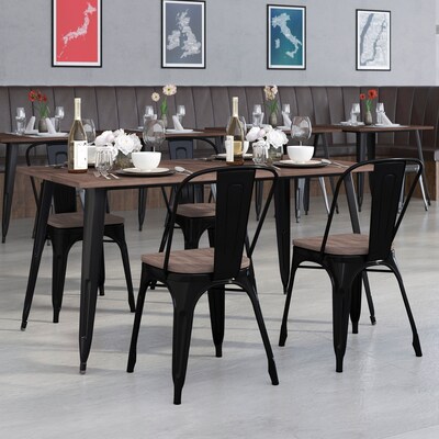 Flash Furniture Metal/Wood Restaurant Dining Table Set, 30.5"H, Black (CHWDTBCH27)