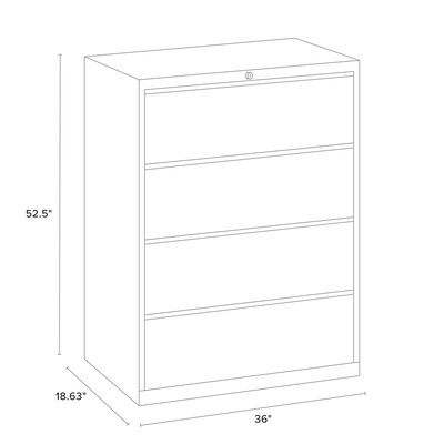 Quill Brand® Commercial 4 File Drawers Lateral File Cabinet, Locking, Putty/Beige, Letter/Legal, 36"W (20056D)