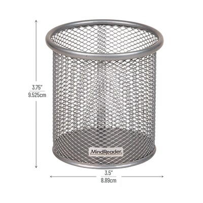 Mind Reader Metal Pen Holder, Silver, 3 Pieces/Set (CLIPMESH3-SIL)