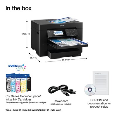 Epson WorkForce Pro 7840 Wireless Color Inkjet Printer, All-In-One, Print, Scan, Copy, Fax (9472531)