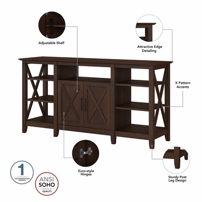 Bush Furniture Key West Console TV Stand, Screens up to 65", Bing Cherry (KWS027BC)