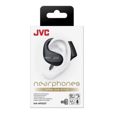 JVC Nearphones Wireless Noise Canceling Over-Ear Earphones, Bluetooth, Black (JVCHANP50TB)