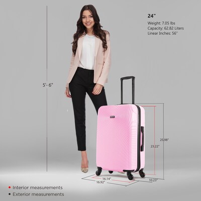 DUKAP Inception 25.98" Hardside Suitcase, 4-Wheeled Spinner, TSA Checkpoint Friendly, Pink (DKINC00M-PNK)
