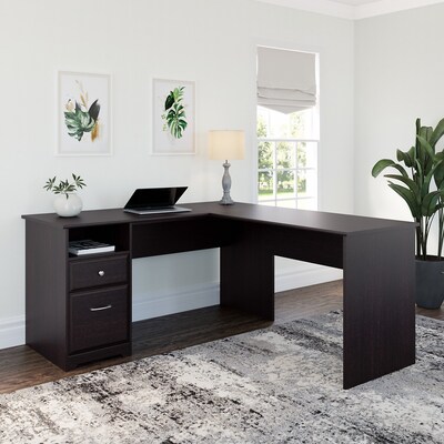 Bush Furniture Cabot 60W L Shaped Computer Desk with Drawers, Espresso Oak (CAB044EPO)