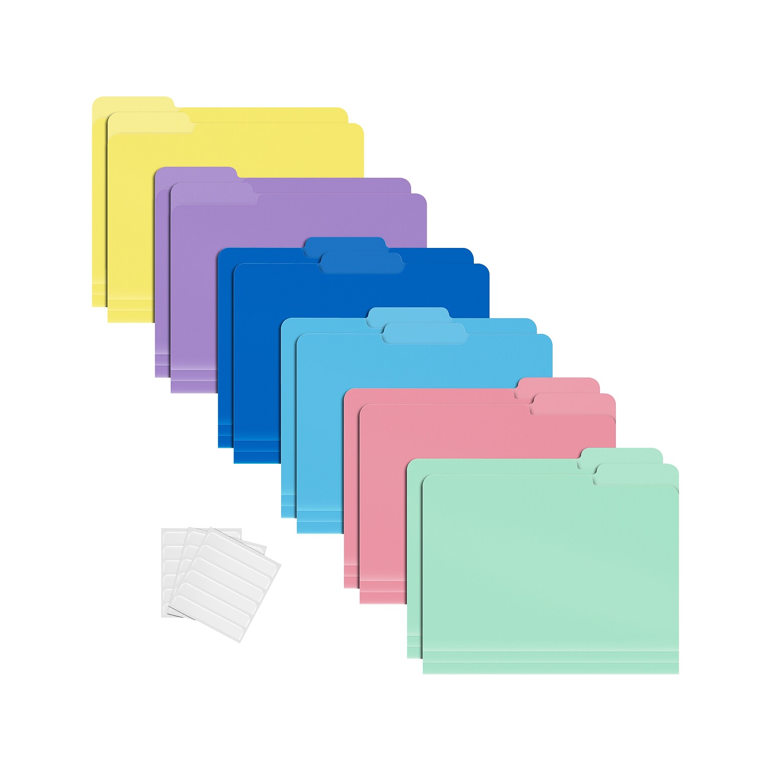 Better Office Heavy-Duty File Folders, 1/3-Cut Tab, Letter Size, Polypropylene, Pastel Rainbow, 12/Pack (89023-12PK)