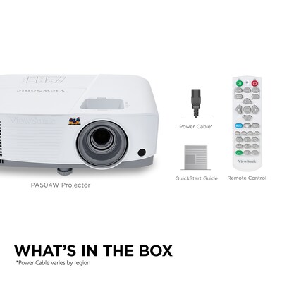 ViewSonic HDMI/USB/Composite Video/Component Video/S-Video DLP High Brightness Projector, White (PA504W)