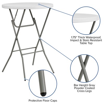 Flash Furniture Elon Folding Table, 31.25" x 31.25", Granite White (DADYCZ80R2BAR)