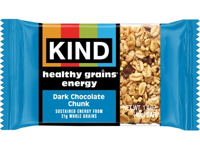 KIND Healthy Grains Gluten Free Dark Chocolate Chunk Energy Bar, 1.4 oz., 10 Bars/Box (67074)