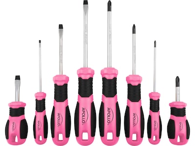 Apollo Tools Essential Screwdriver Set, 8-Piece, Pink/Black (DT5018P)